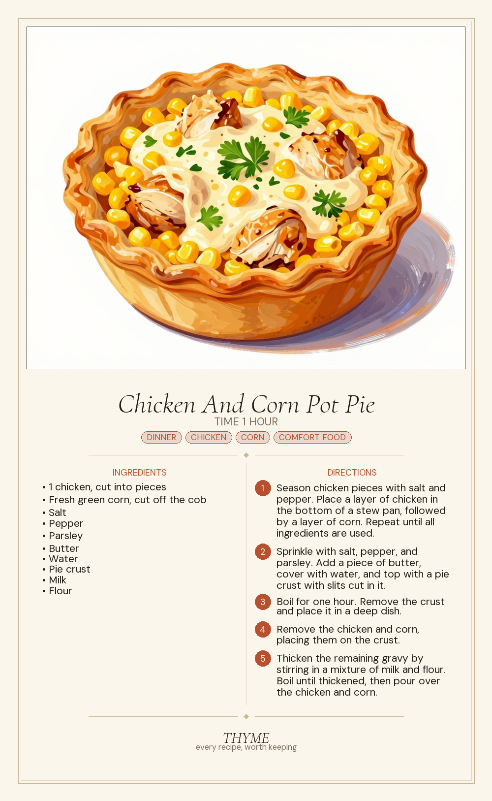 Chicken And Corn Pot Pie
