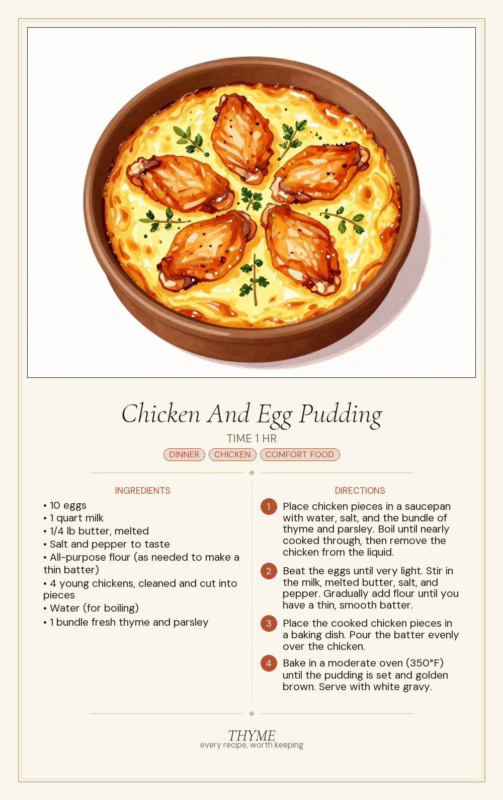 Chicken And Egg Pudding