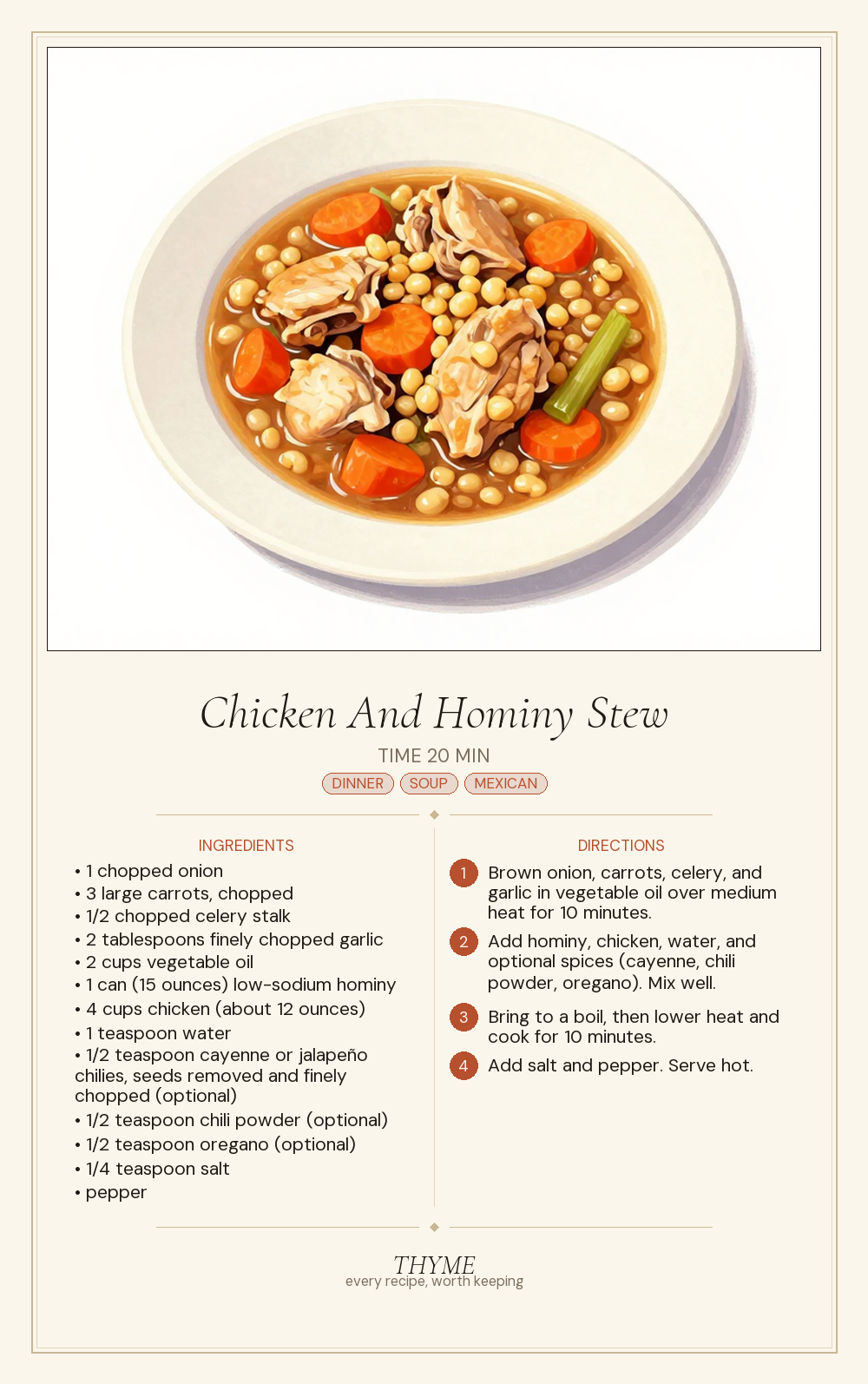 Chicken And Hominy Stew