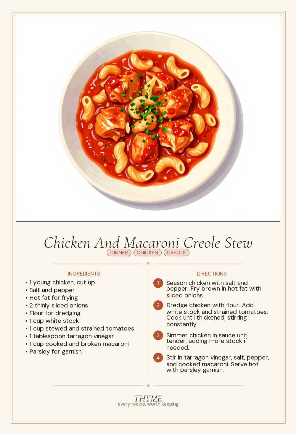 Chicken And Macaroni Creole Stew