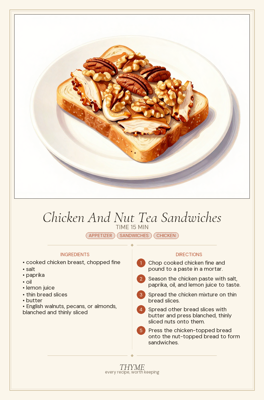 Chicken And Nut Tea Sandwiches