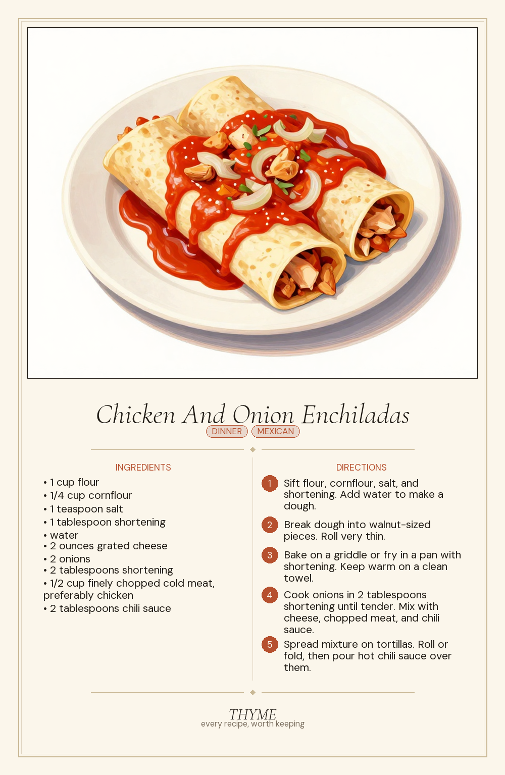 Chicken And Onion Enchiladas
