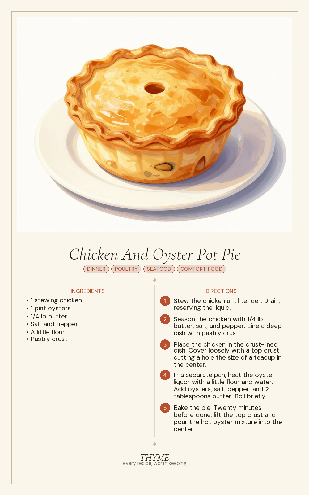 Chicken And Oyster Pot Pie