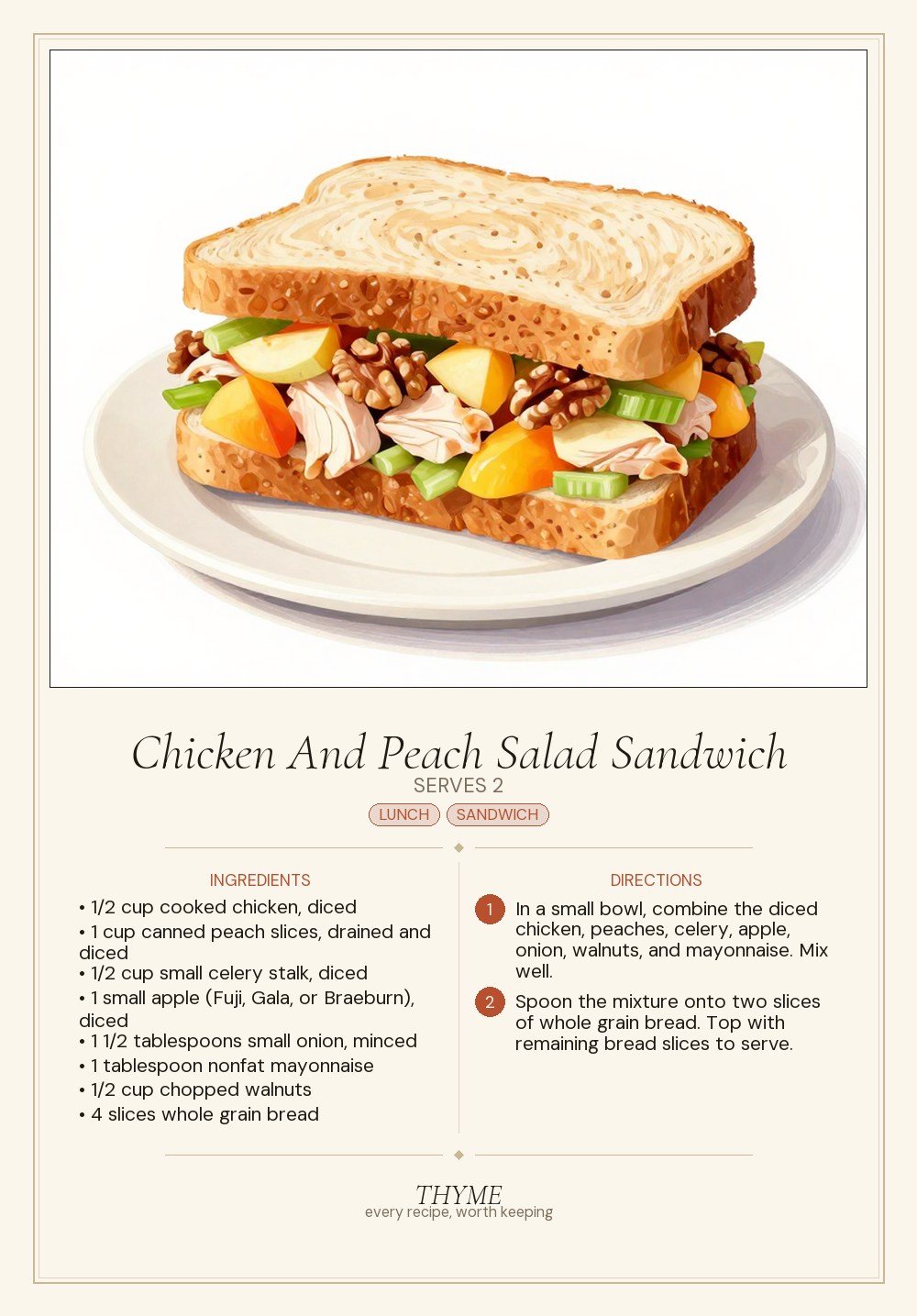 Chicken And Peach Salad Sandwich