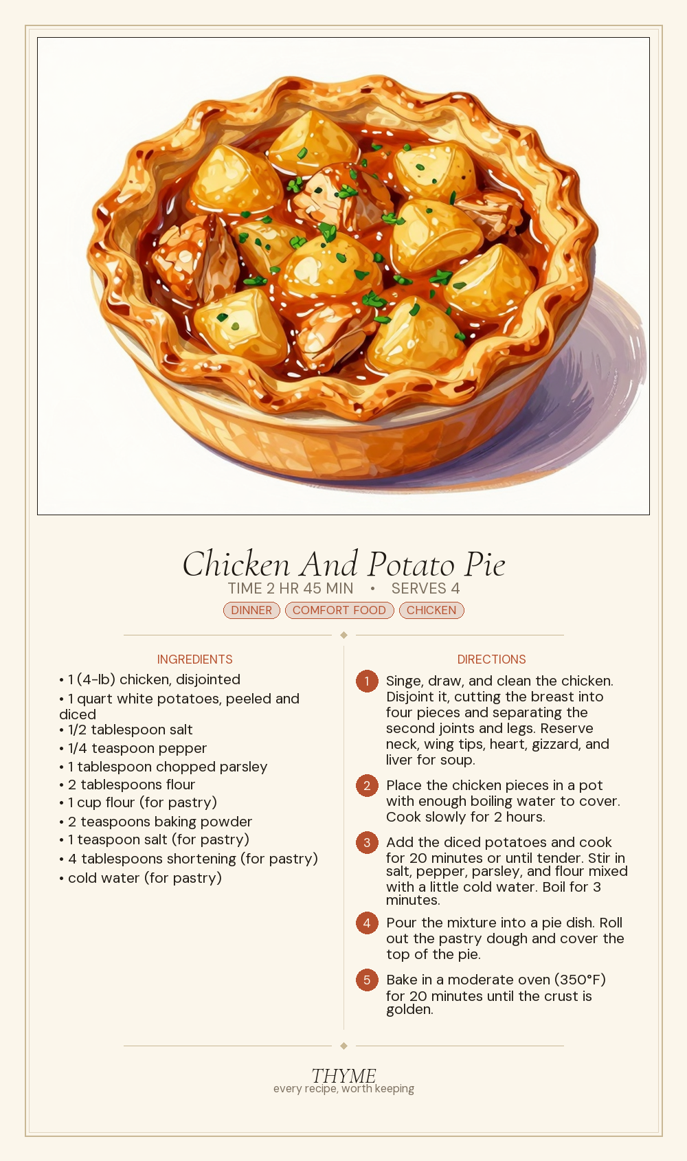 Chicken And Potato Pie
