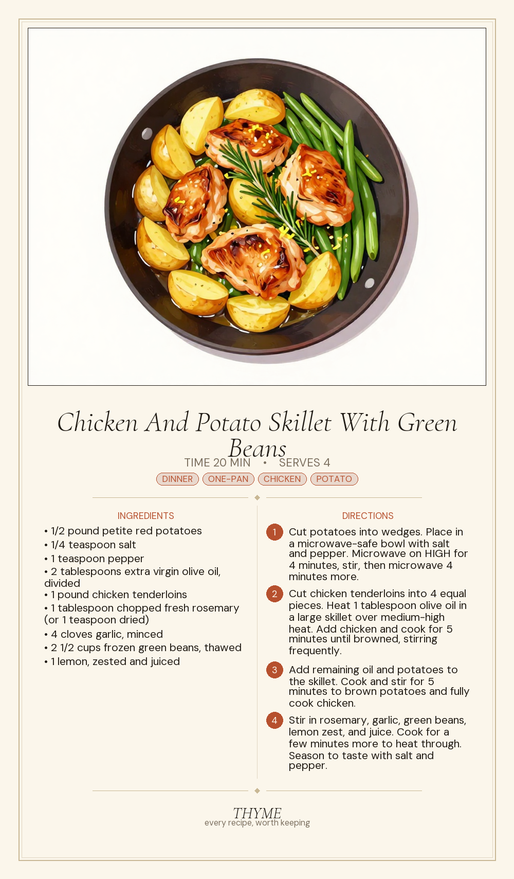 Chicken And Potato Skillet With Green Beans
