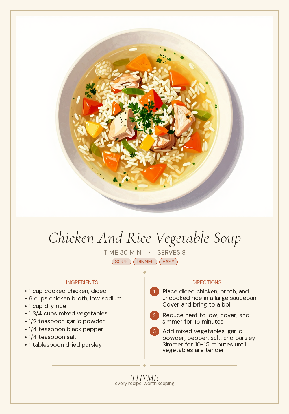 Chicken And Rice Vegetable Soup