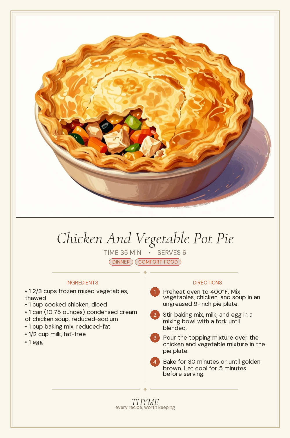 Chicken And Vegetable Pot Pie