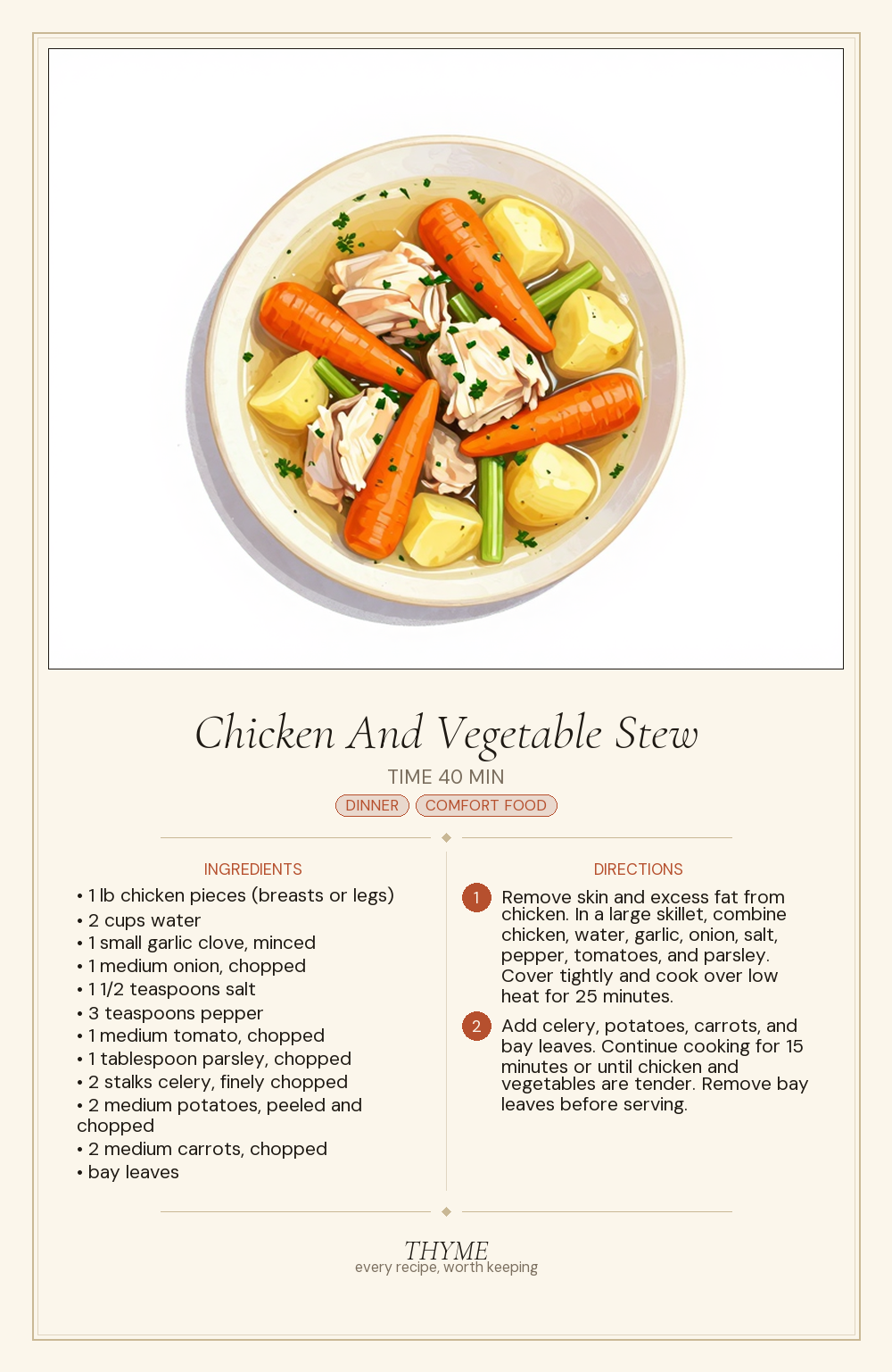 Chicken And Vegetable Stew