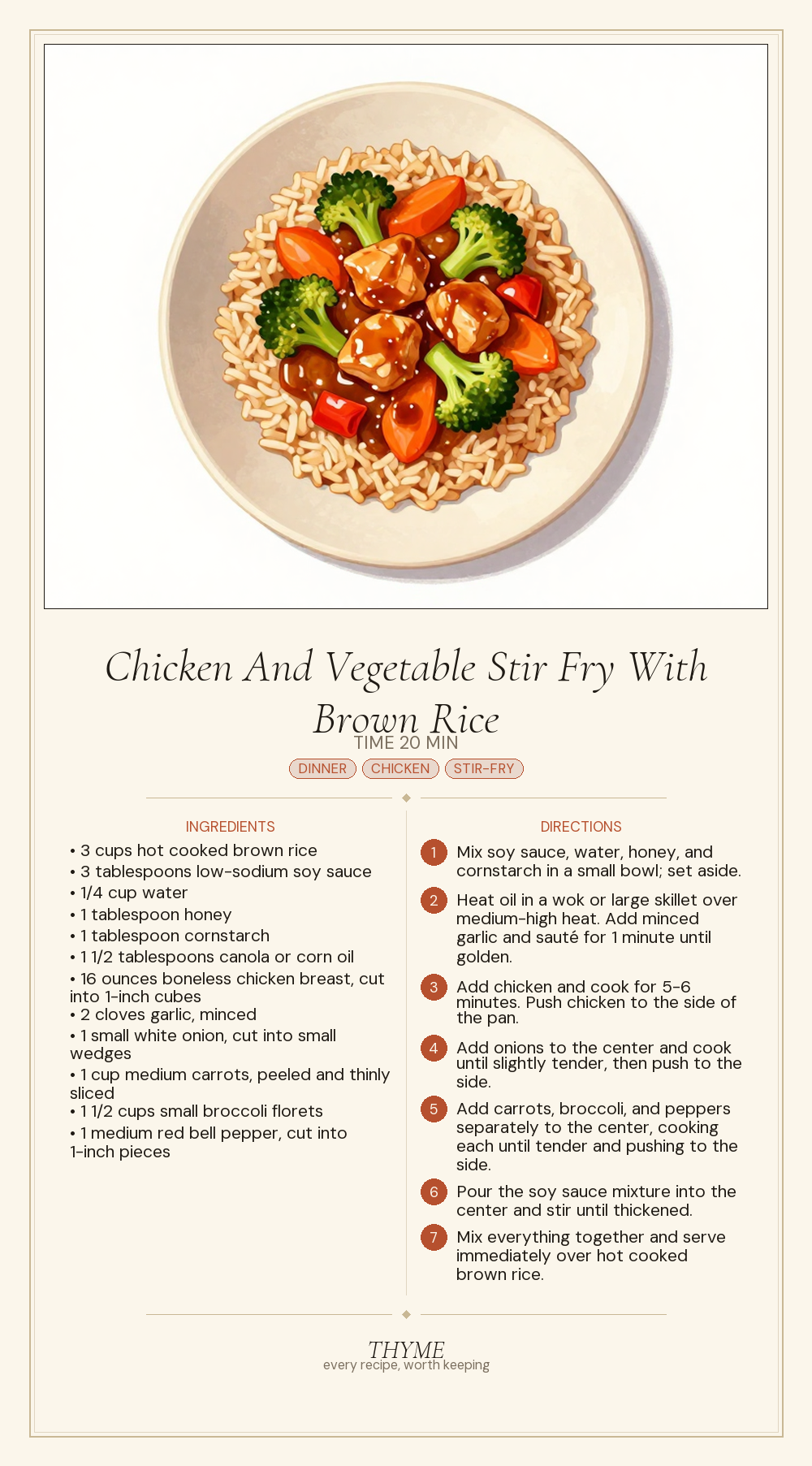Chicken And Vegetable Stir Fry With Brown Rice