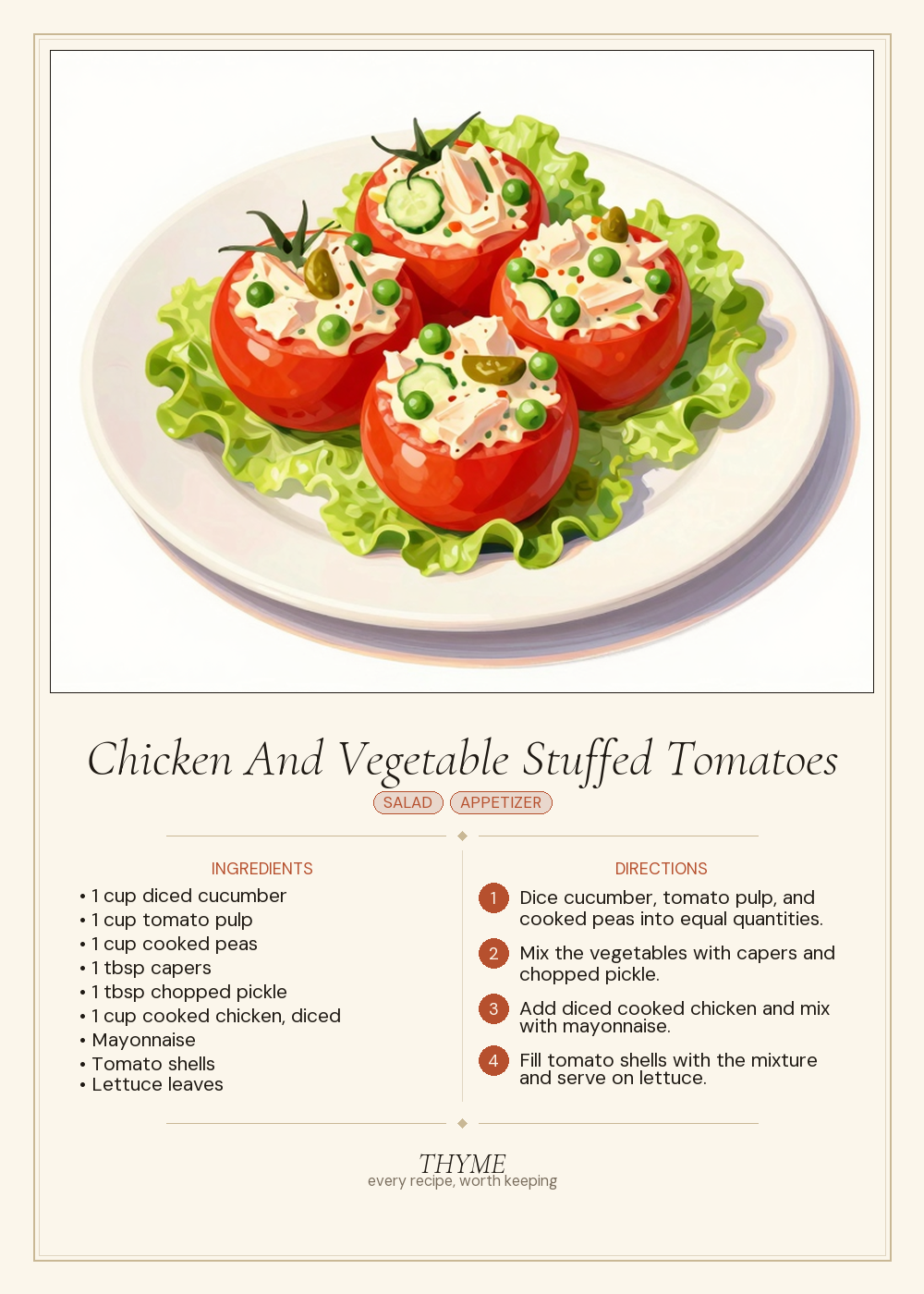 Chicken And Vegetable Stuffed Tomatoes