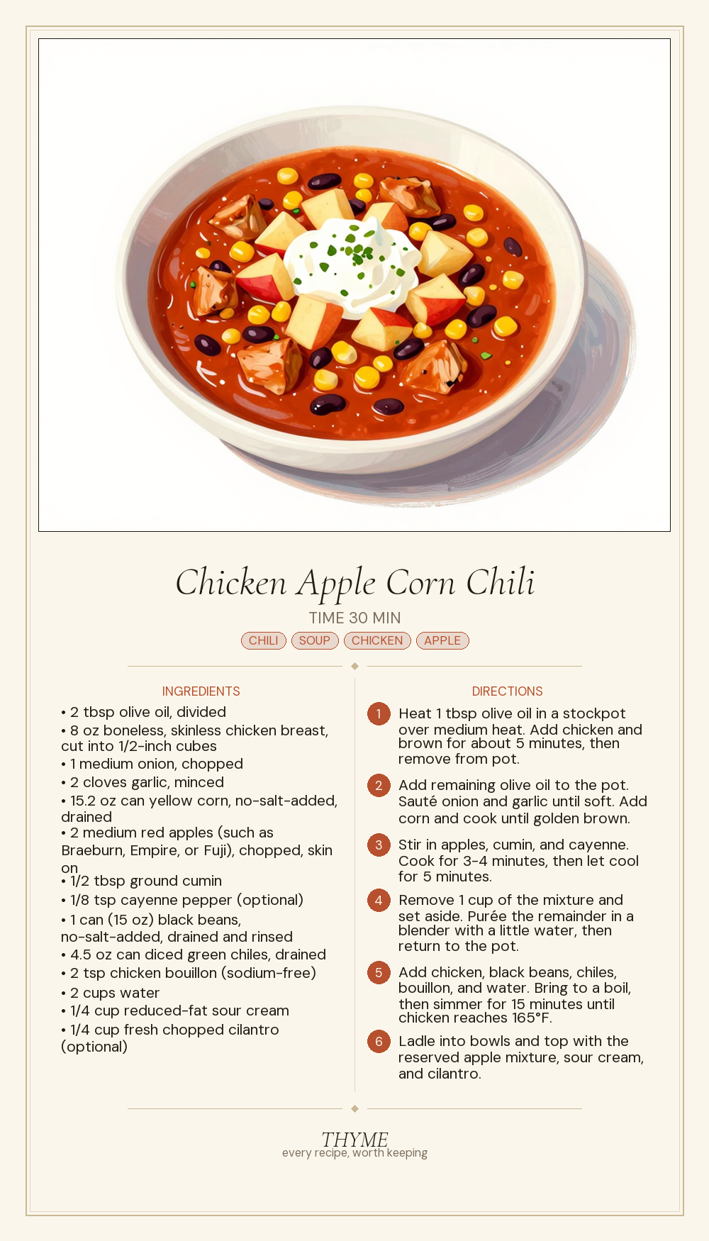 Chicken Apple Corn Chili