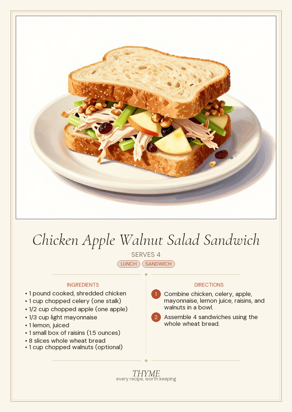 Chicken Apple Walnut Salad Sandwich
