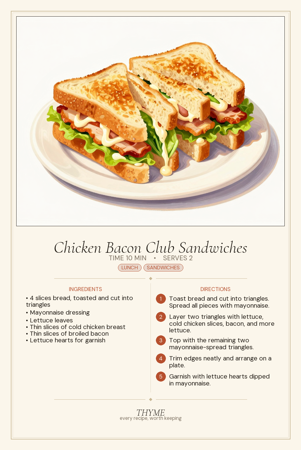 Chicken Bacon Club Sandwiches