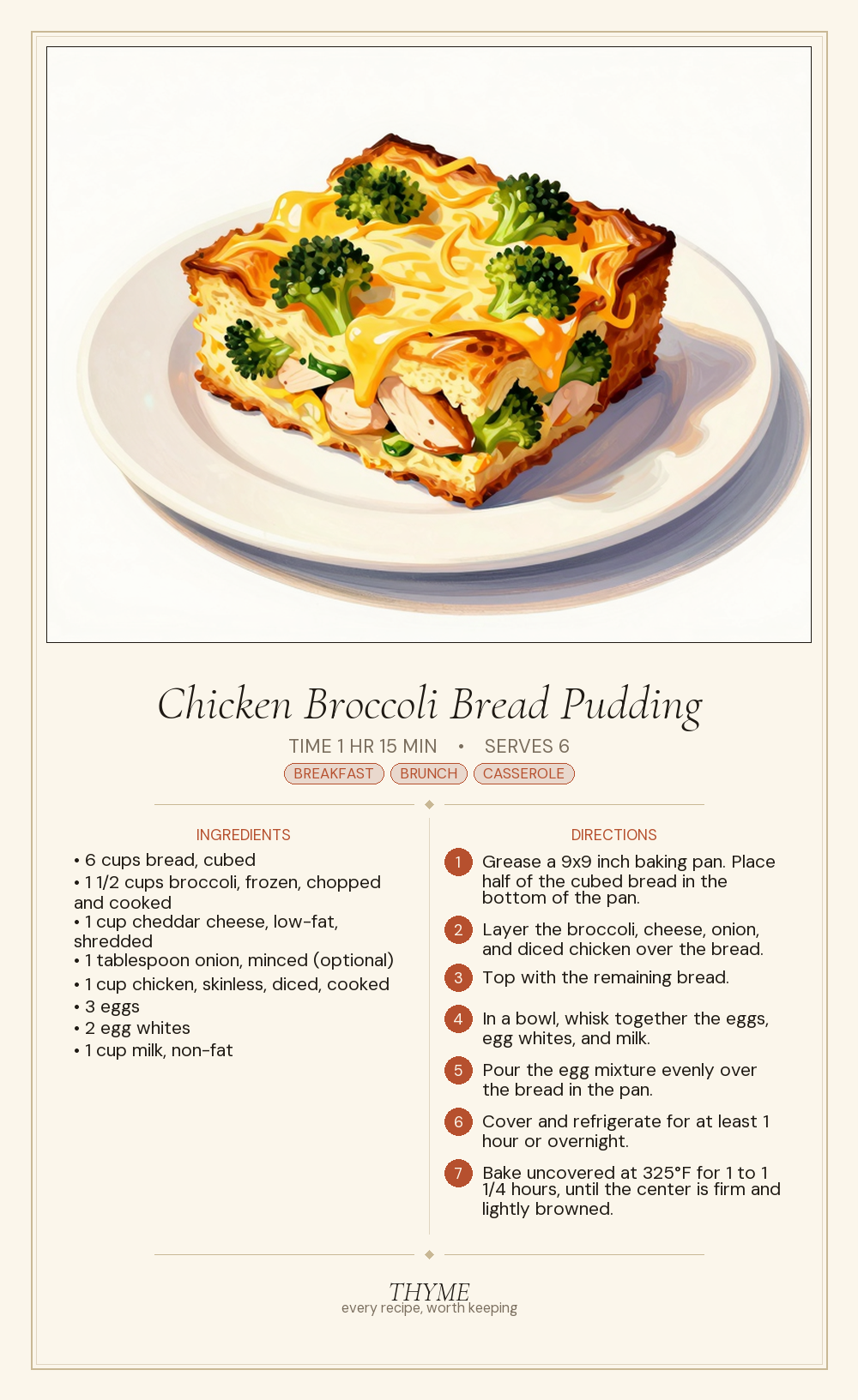 Chicken Broccoli Bread Pudding