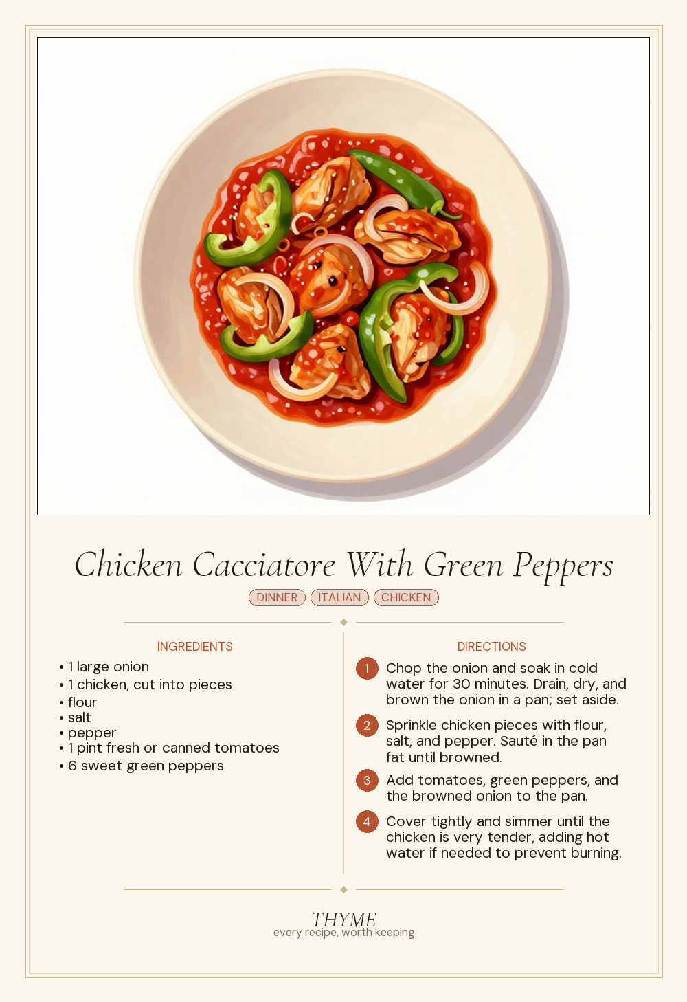 Chicken Cacciatore With Green Peppers