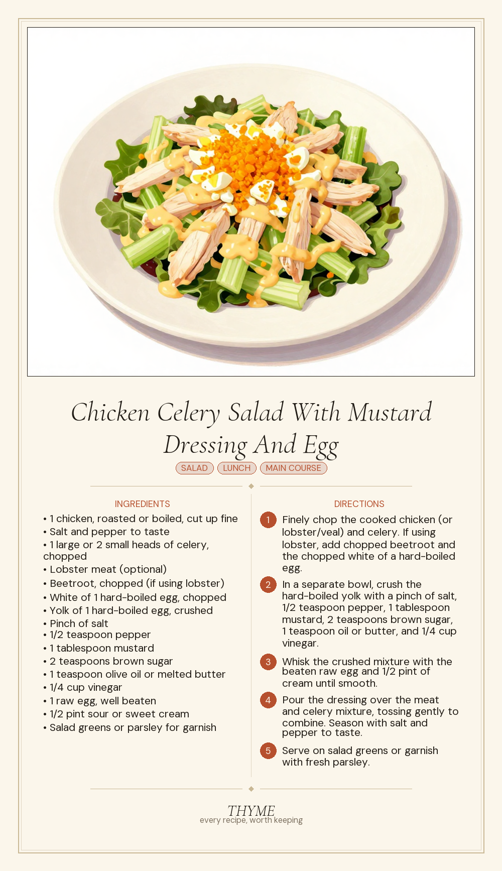 Chicken Celery Salad With Mustard Dressing And Egg