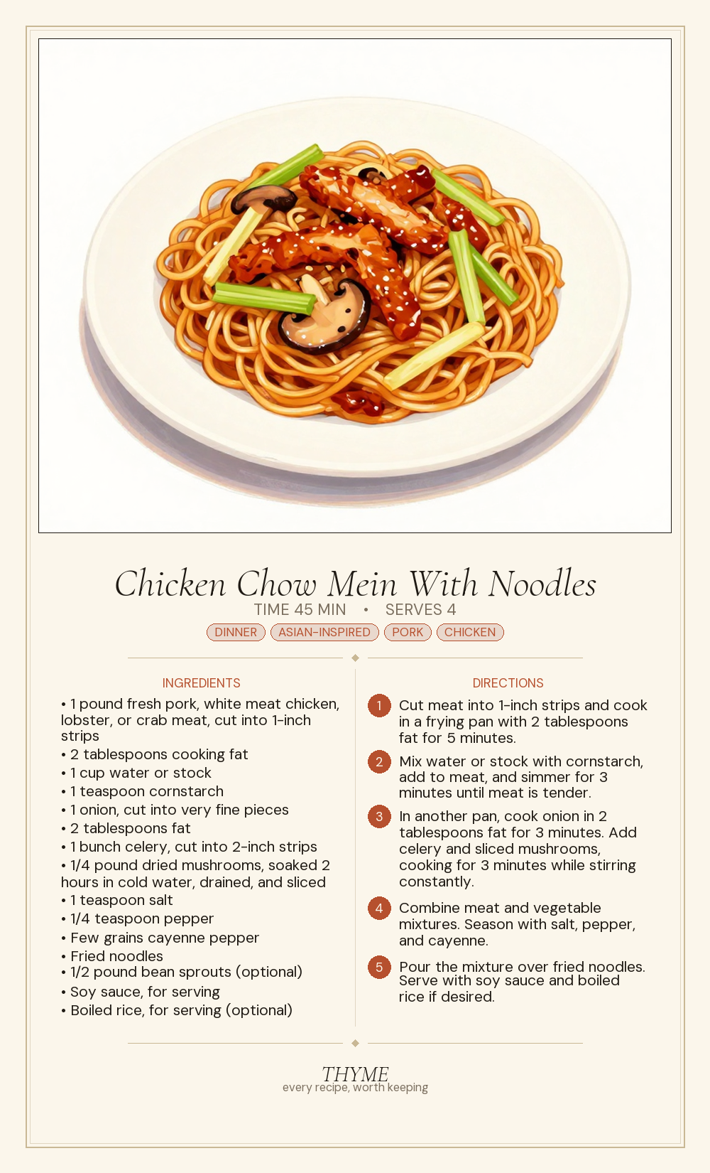 Chicken Chow Mein With Noodles