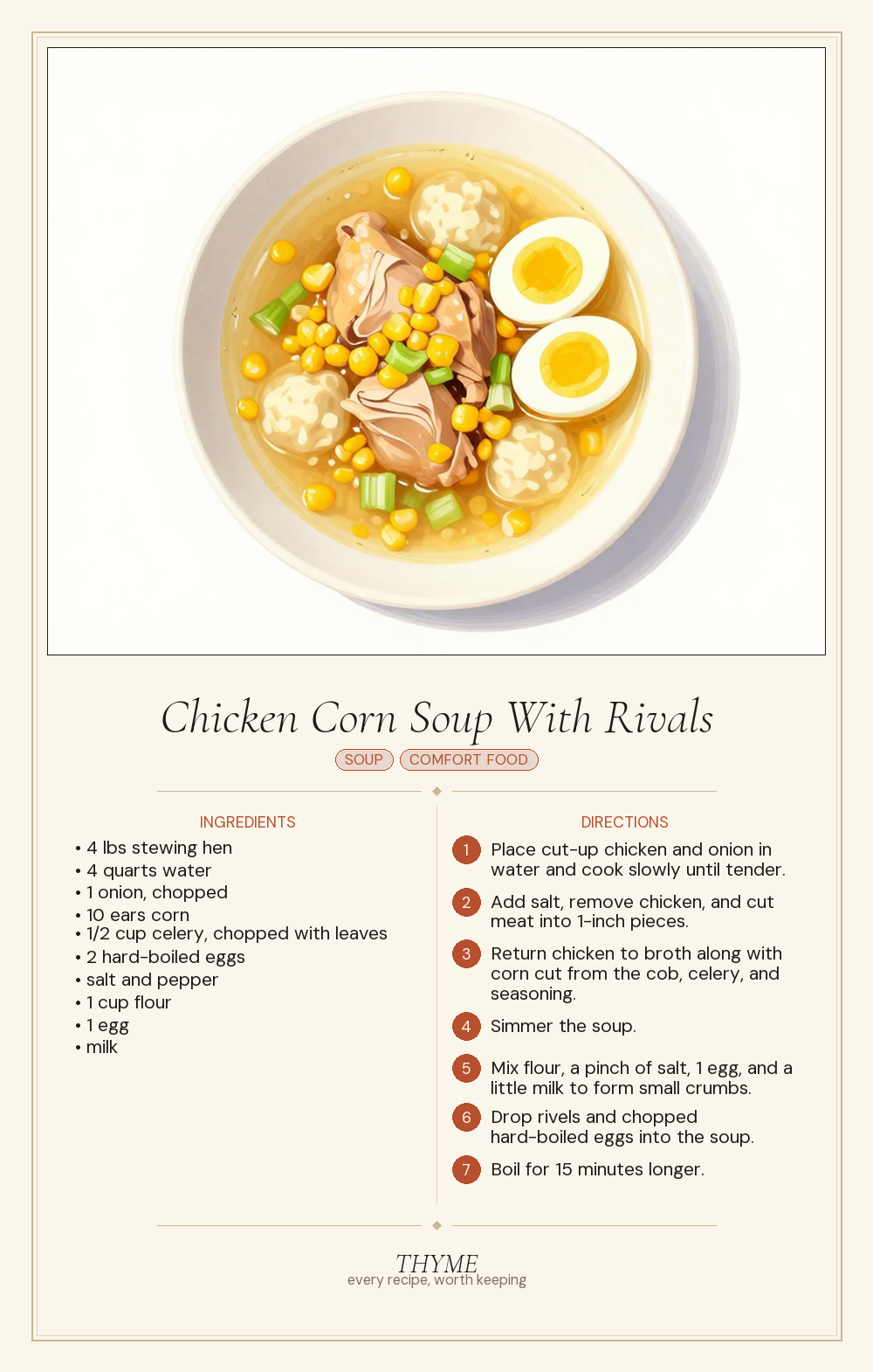 Chicken Corn Soup With Rivals