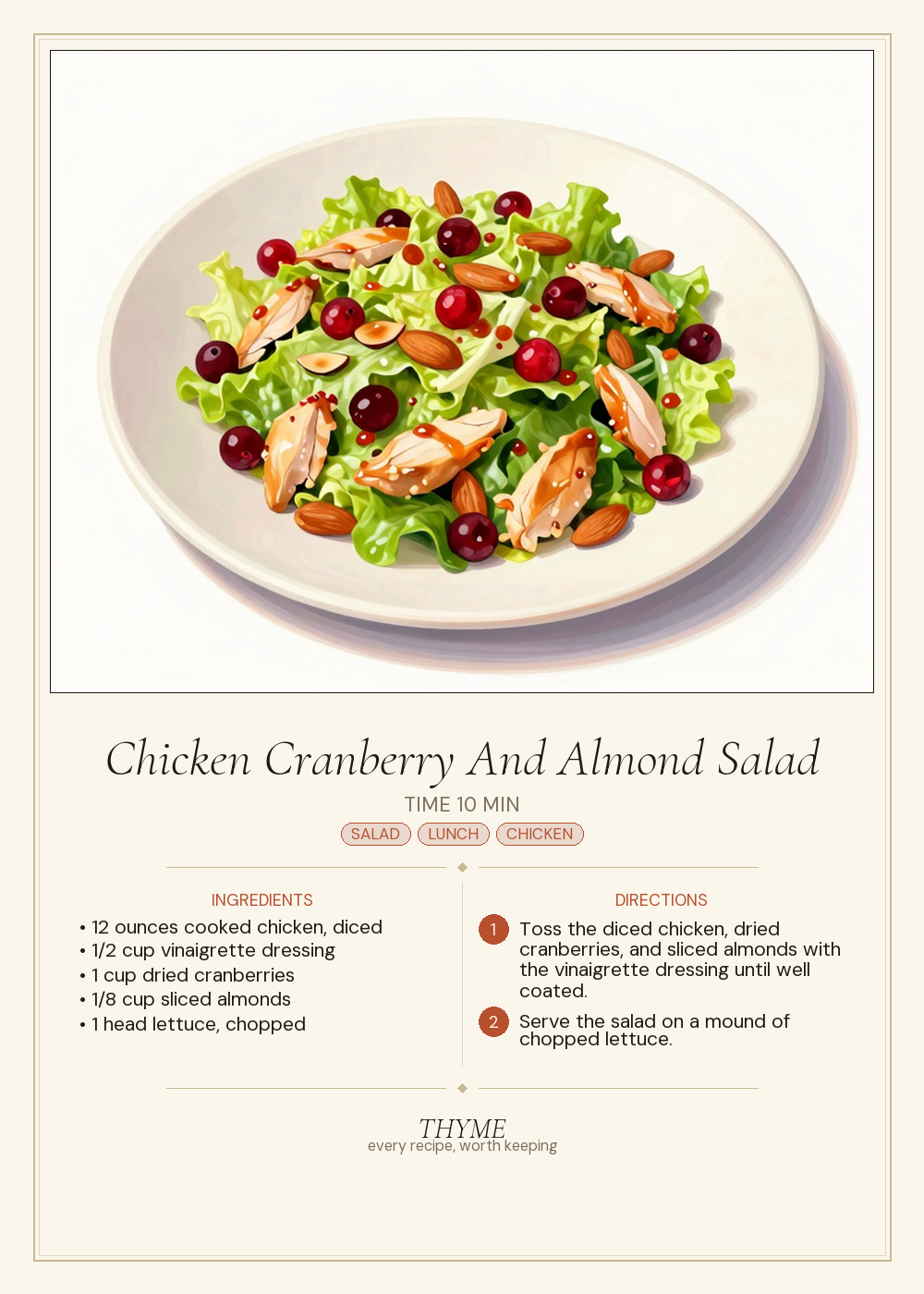 Chicken Cranberry And Almond Salad