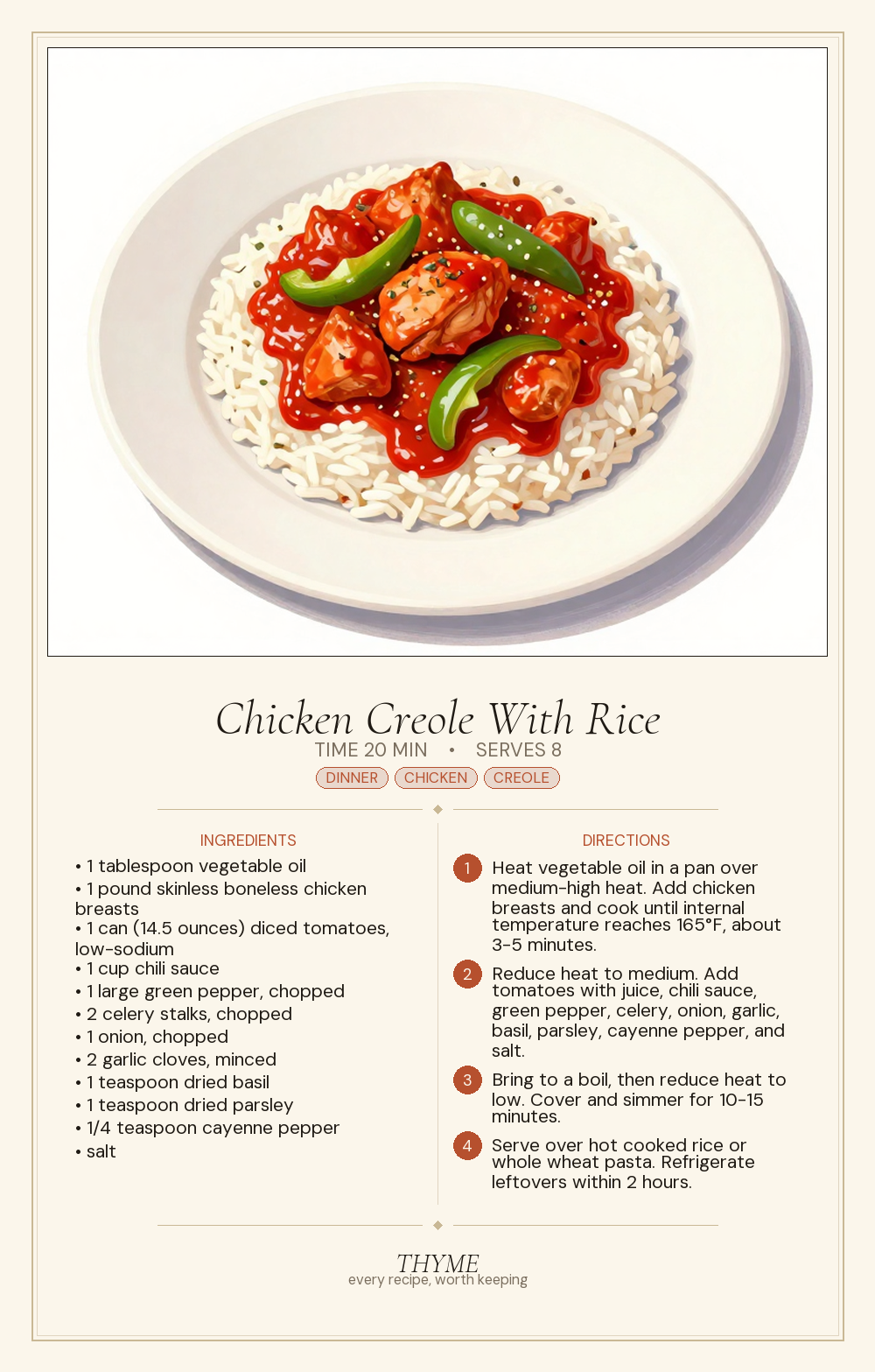 Chicken Creole With Rice