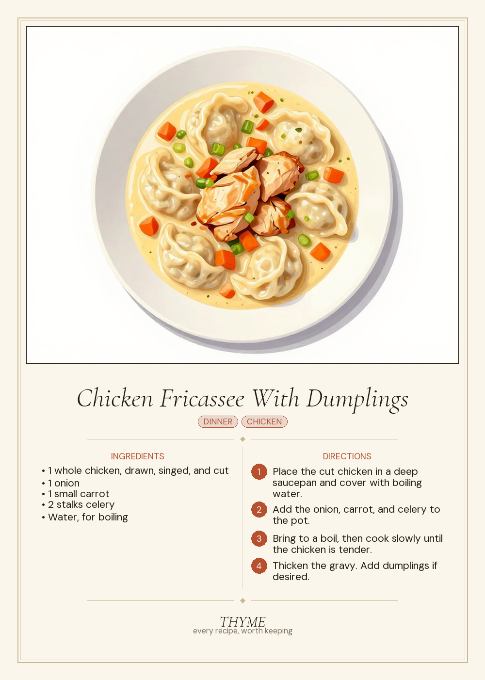 Chicken Fricassee With Dumplings