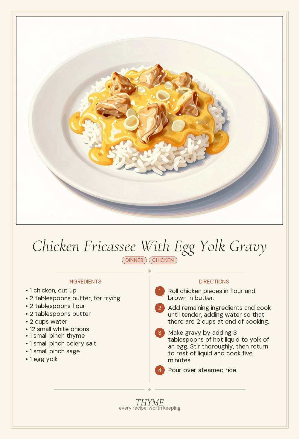Chicken Fricassee With Egg Yolk Gravy