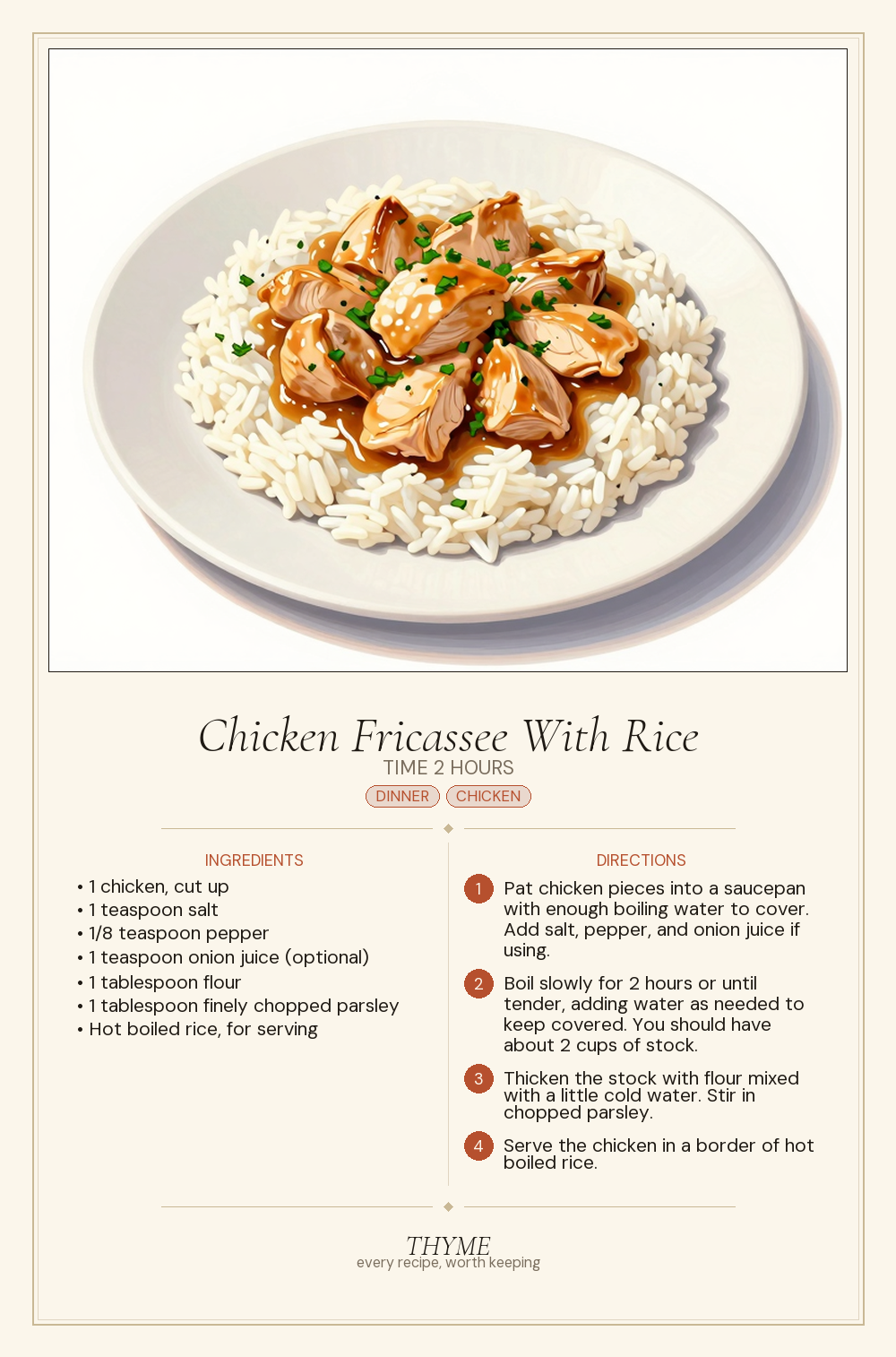 Chicken Fricassee With Rice