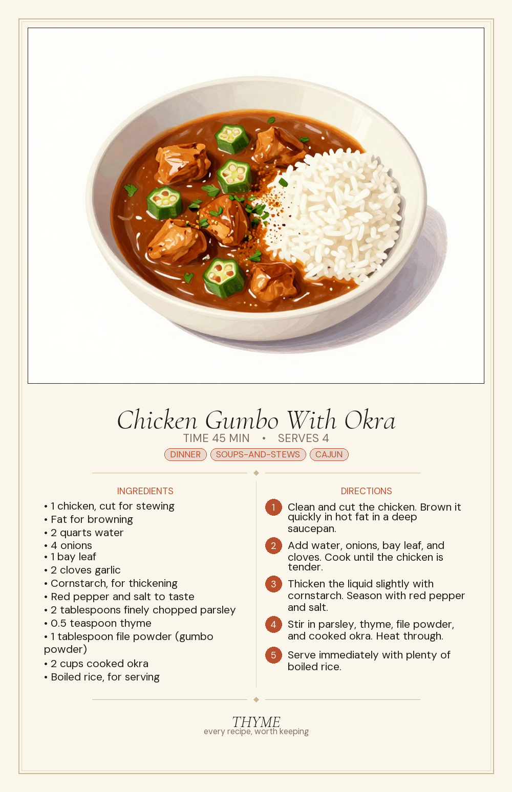 Chicken Gumbo With Okra