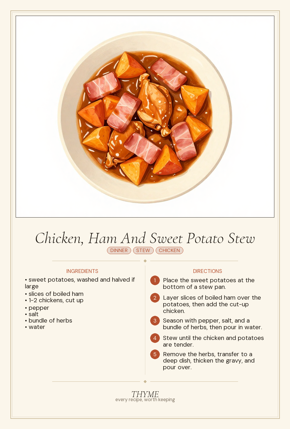 Chicken, Ham And Sweet Potato Stew