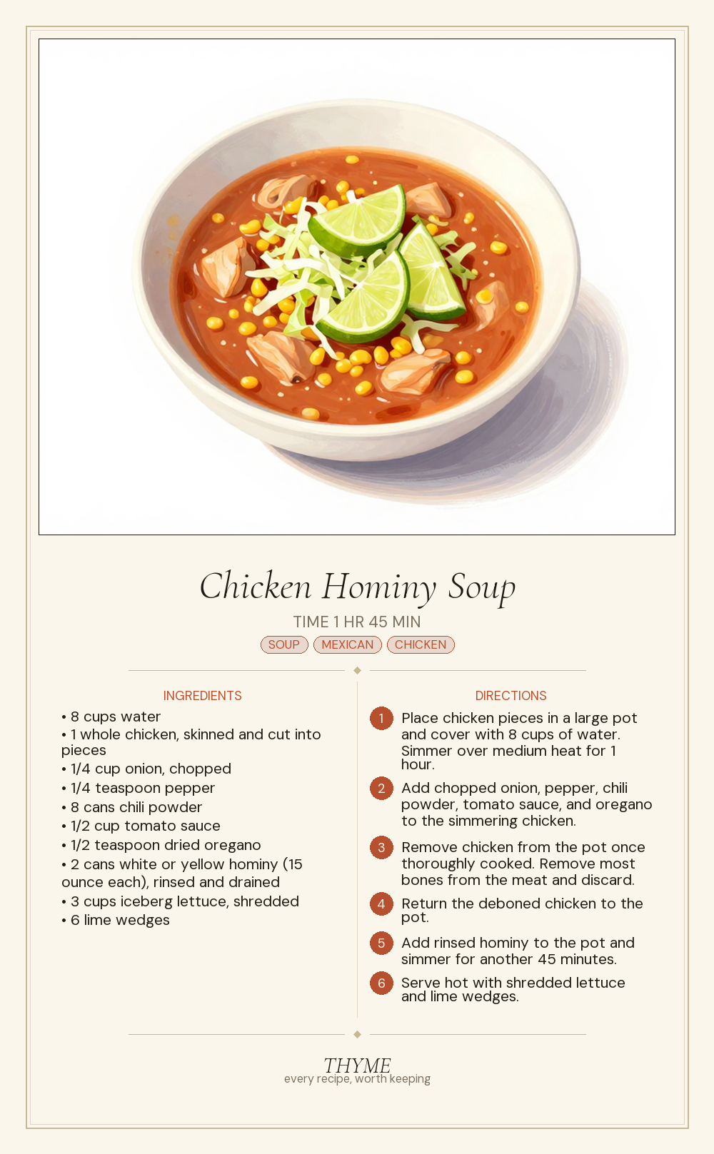 Chicken Hominy Soup
