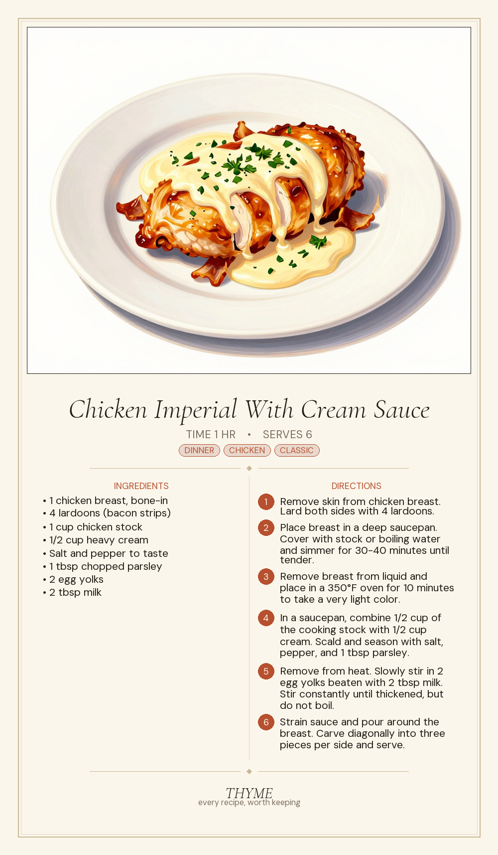 Chicken Imperial With Cream Sauce