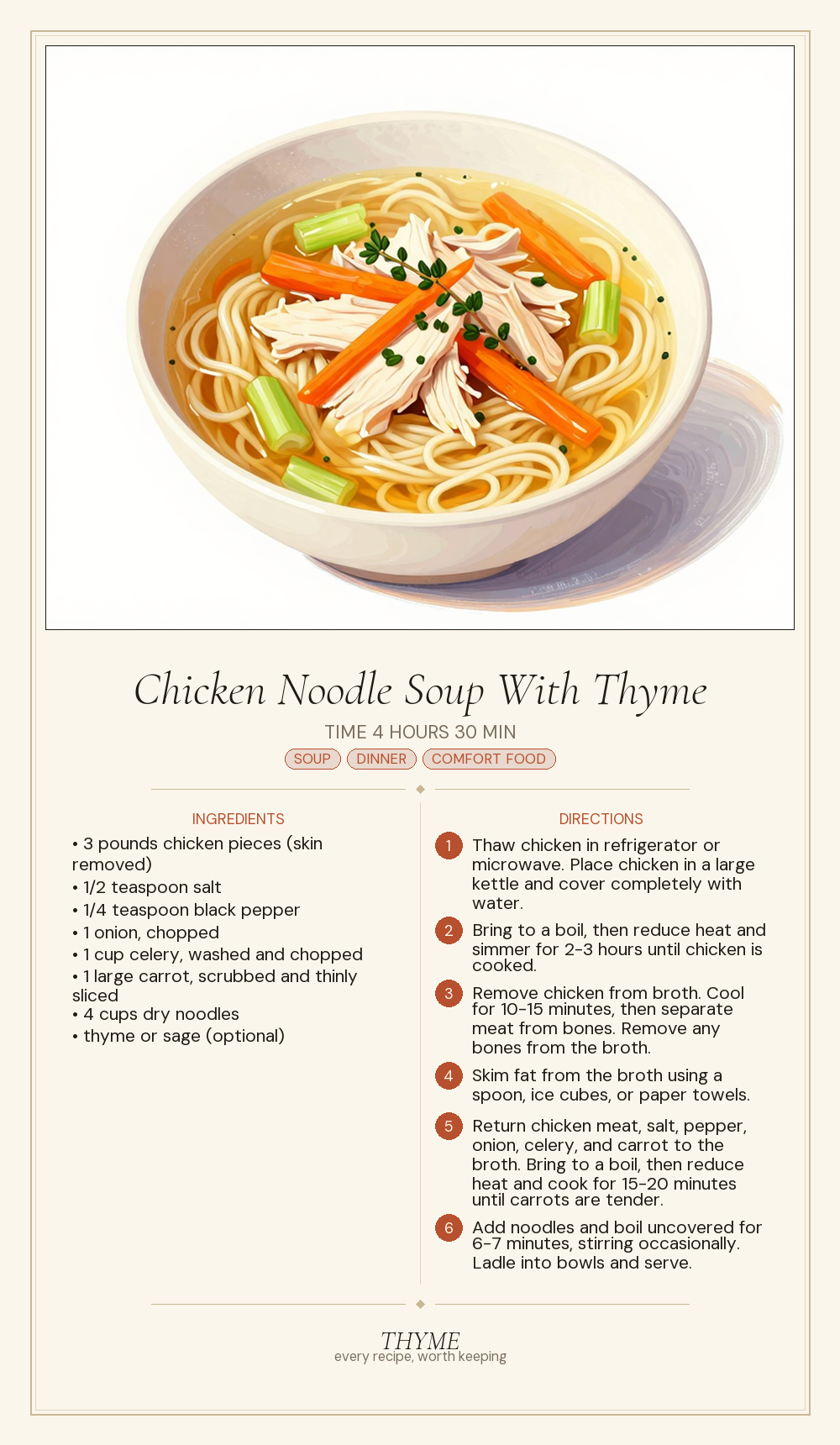 Chicken Noodle Soup With Thyme