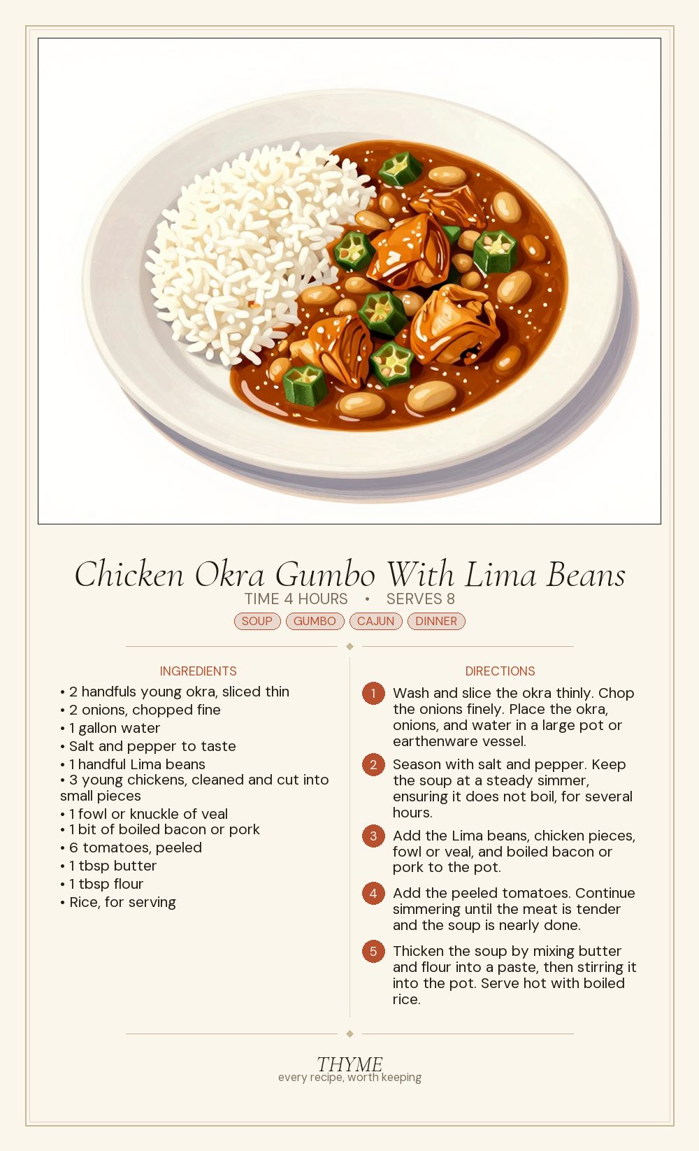 Chicken Okra Gumbo With Lima Beans