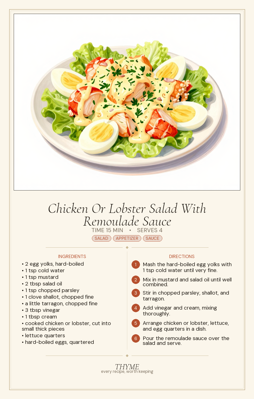 Chicken Or Lobster Salad With Remoulade Sauce