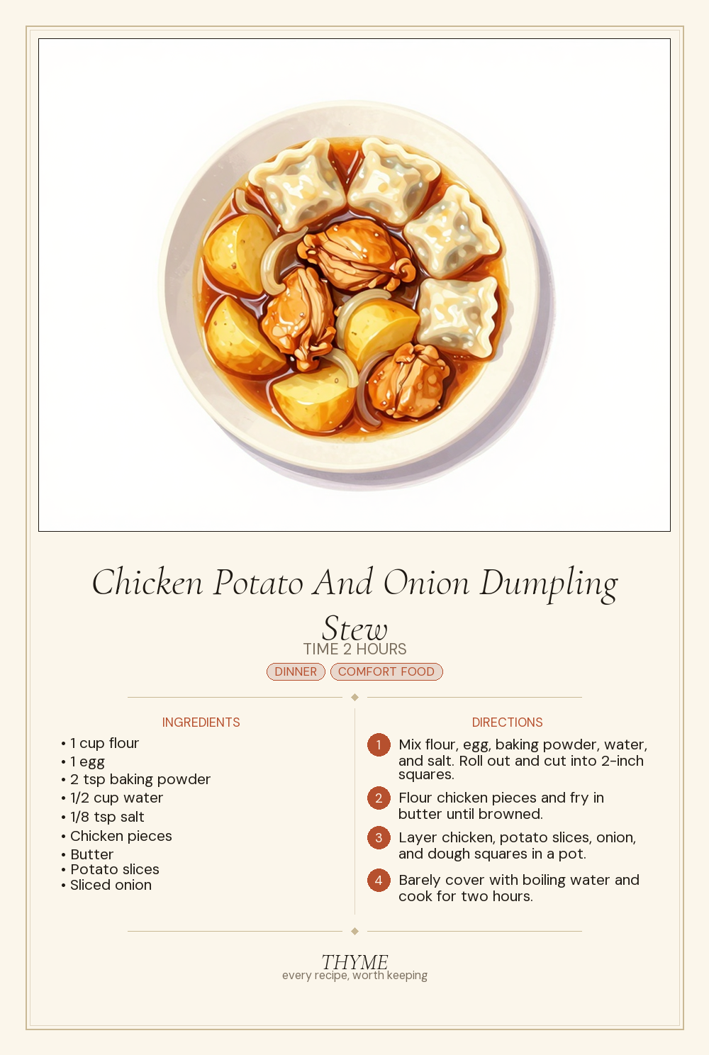 Chicken Potato And Onion Dumpling Stew