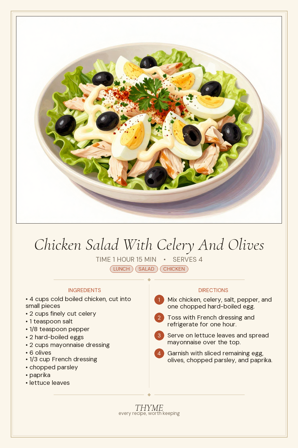 Chicken Salad With Celery And Olives