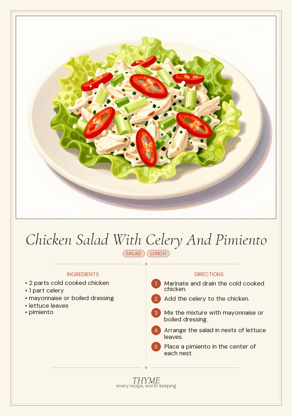 Chicken Salad With Celery And Pimiento