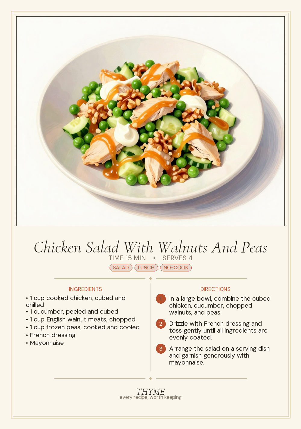 Chicken Salad With Walnuts And Peas