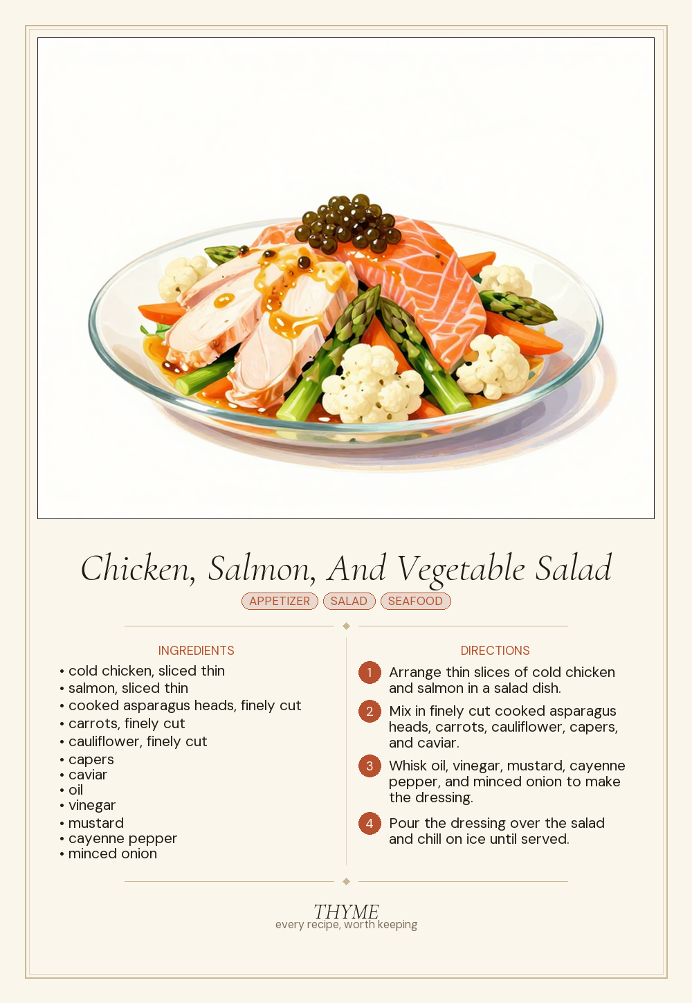 Chicken, Salmon, And Vegetable Salad