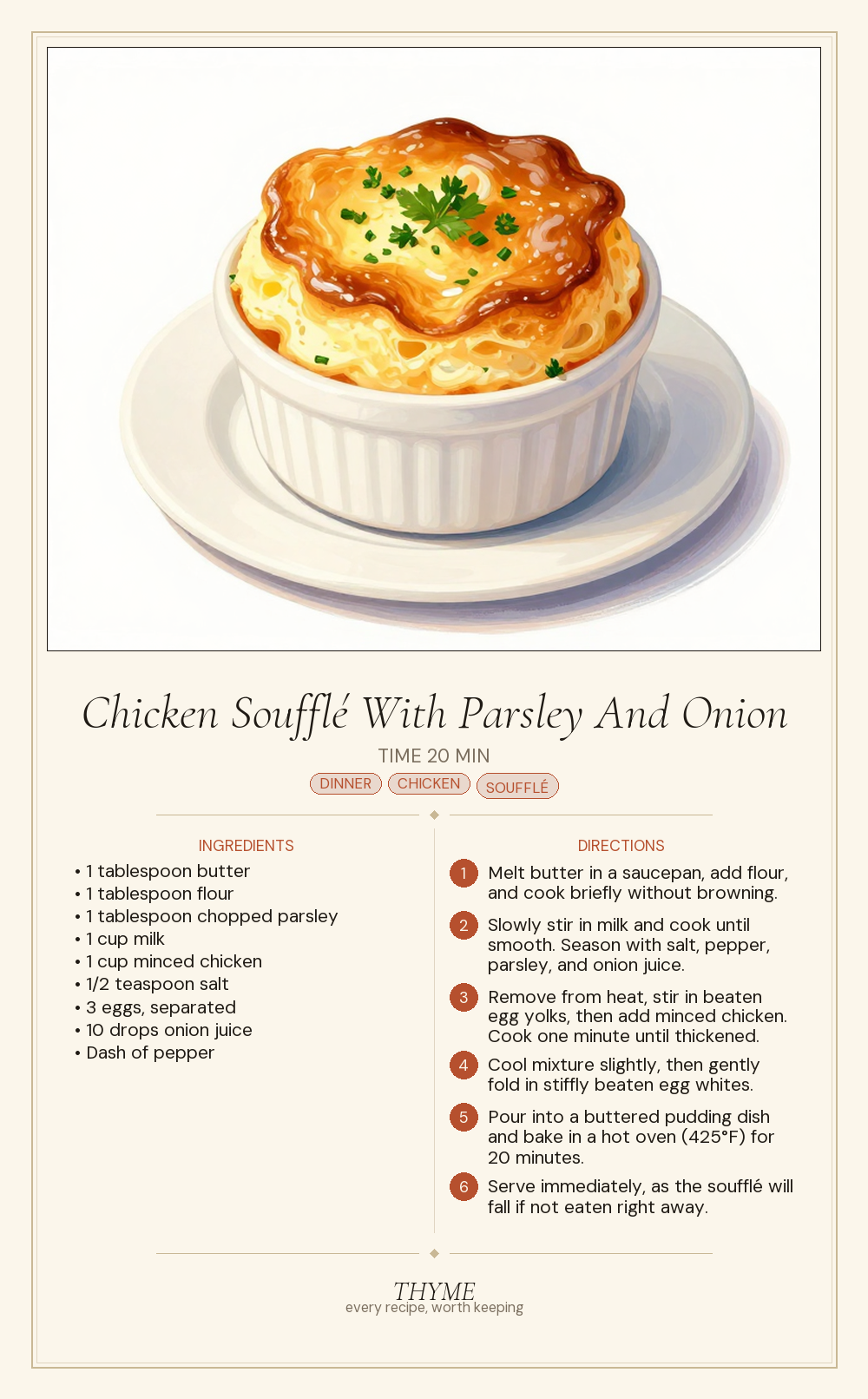 Chicken Soufflé With Parsley And Onion