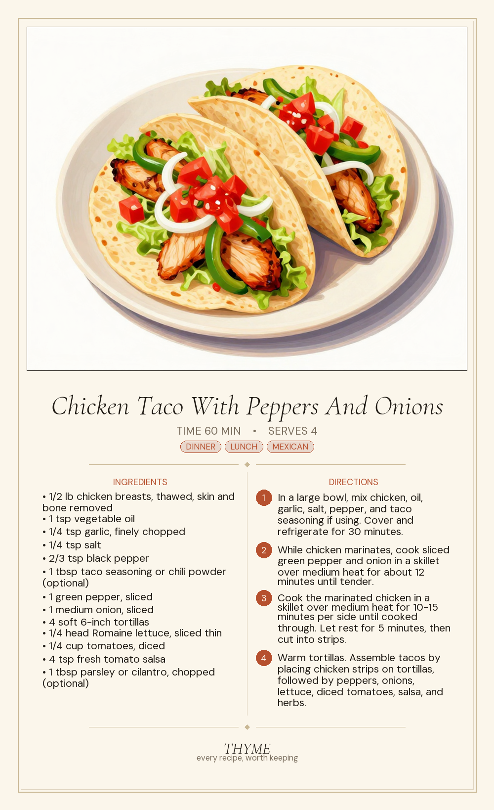 Chicken Taco With Peppers And Onions