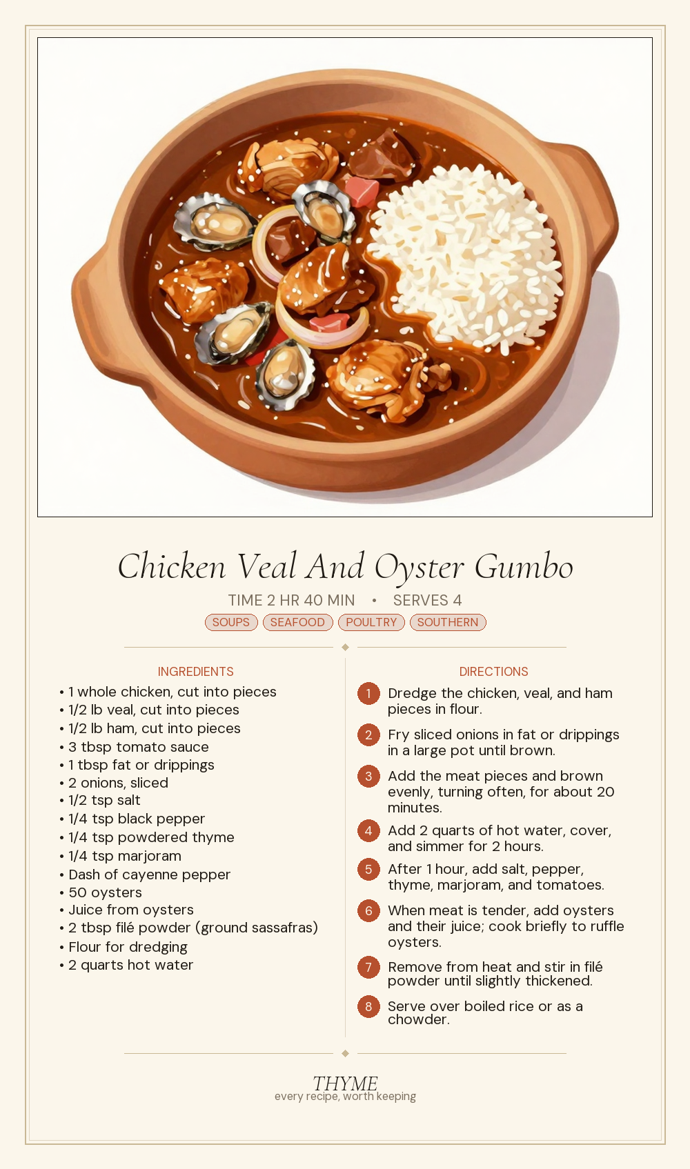 Chicken Veal And Oyster Gumbo