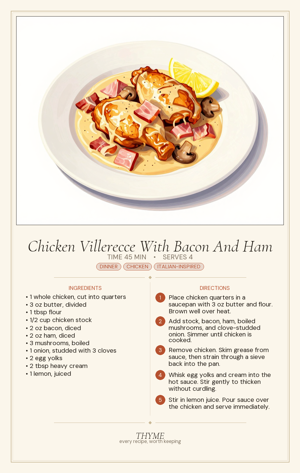 Chicken Villerecce With Bacon And Ham