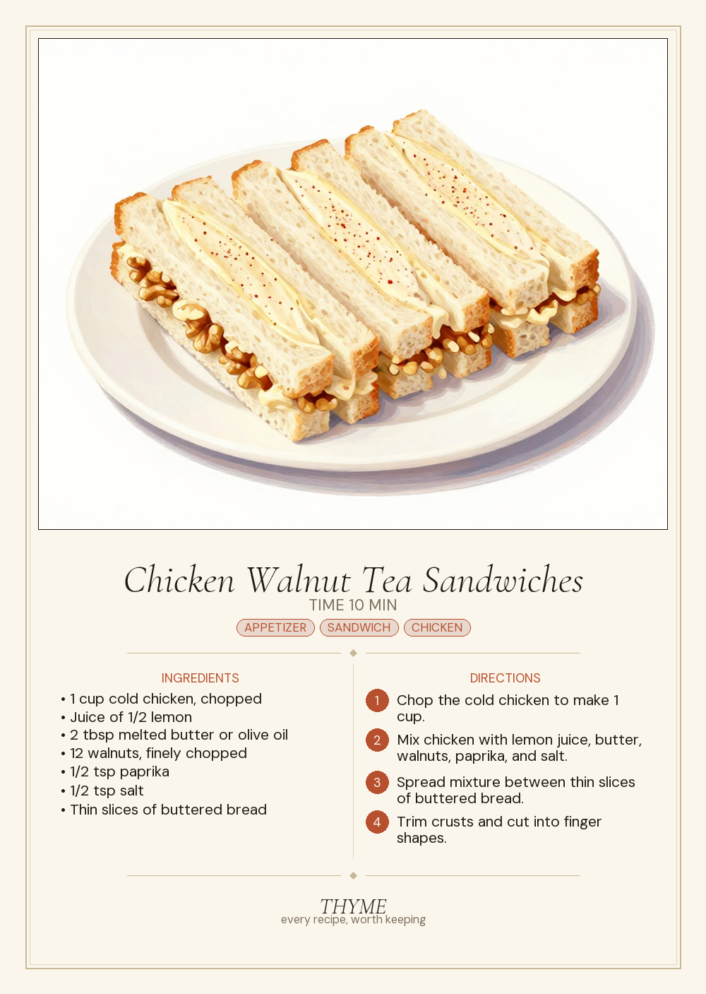 Chicken Walnut Tea Sandwiches