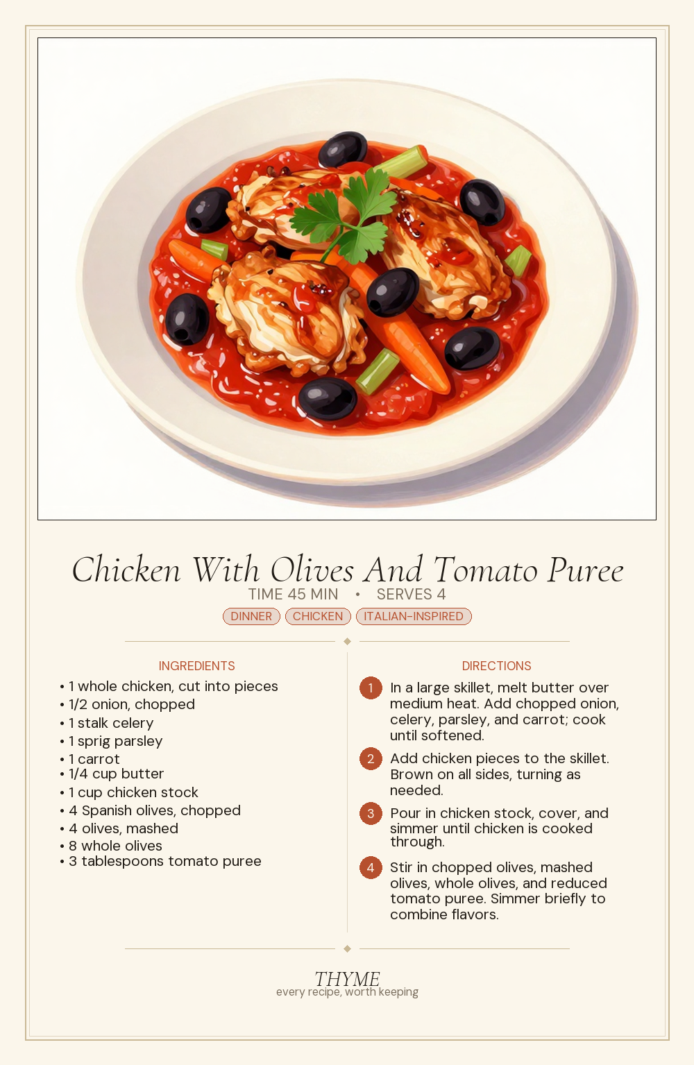 Chicken With Olives And Tomato Puree