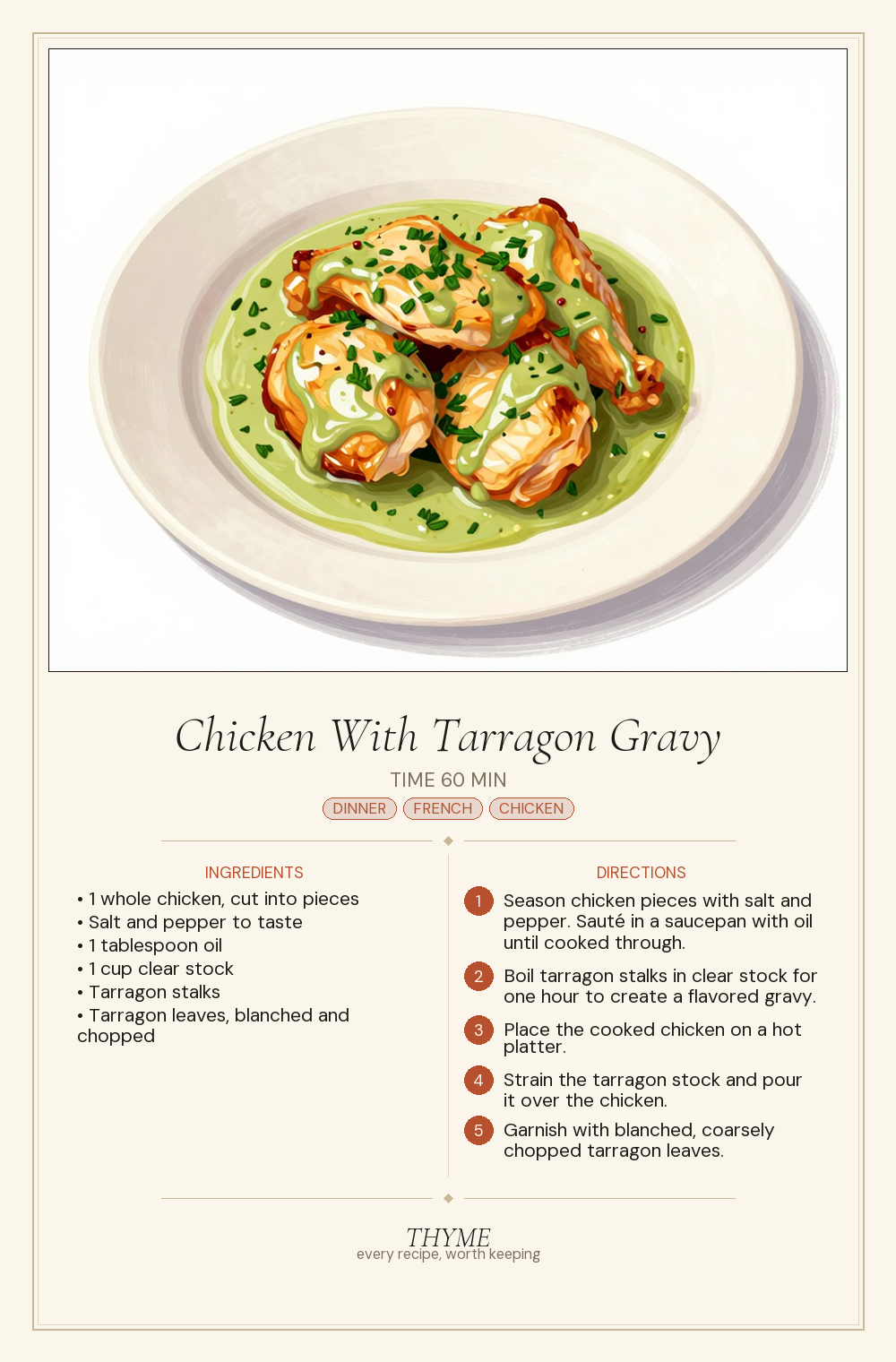 Chicken With Tarragon Gravy