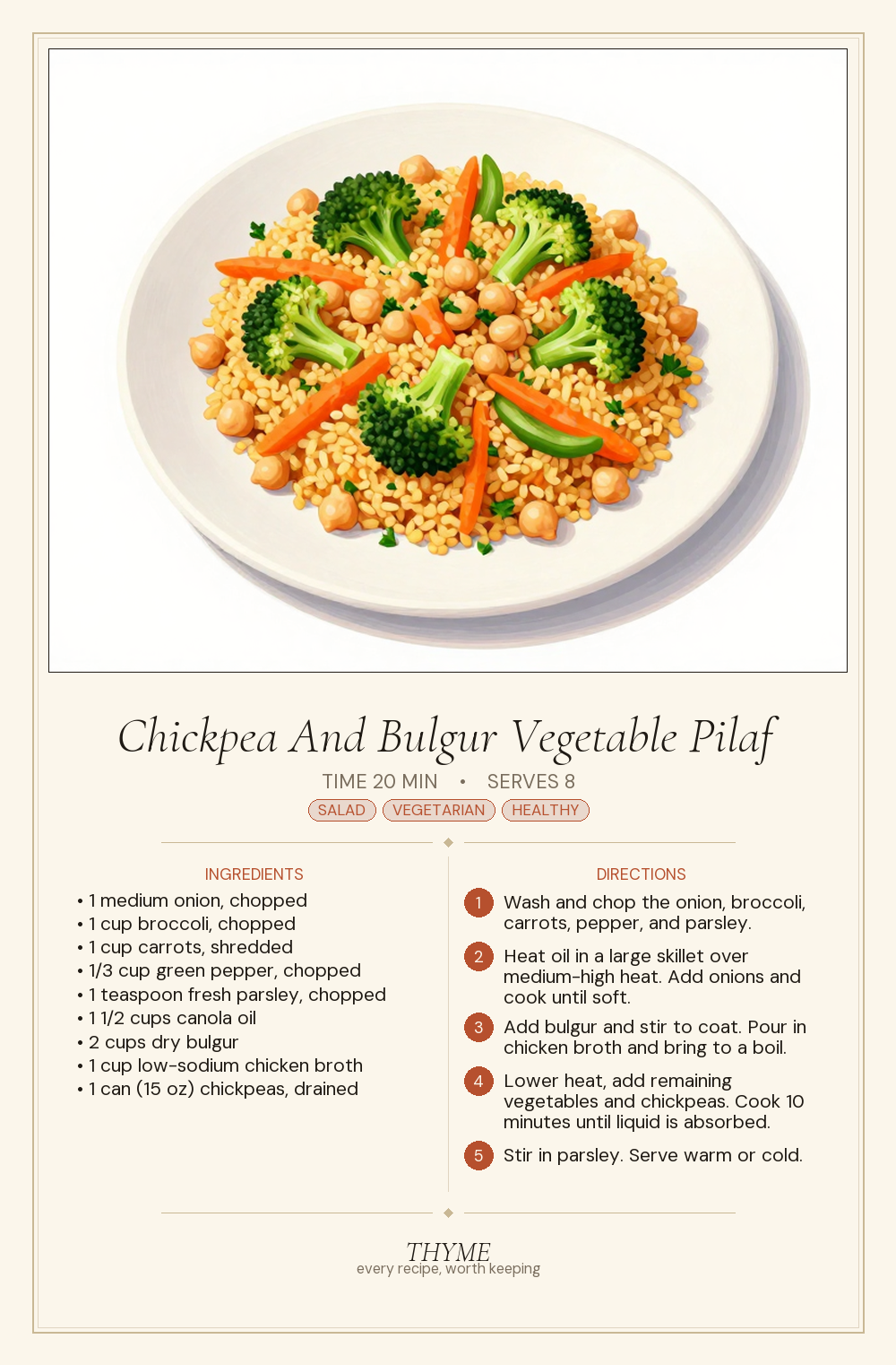 Chickpea And Bulgur Vegetable Pilaf