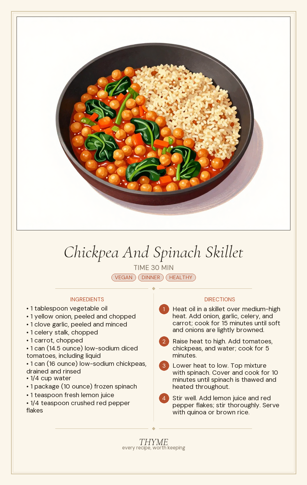 Chickpea And Spinach Skillet