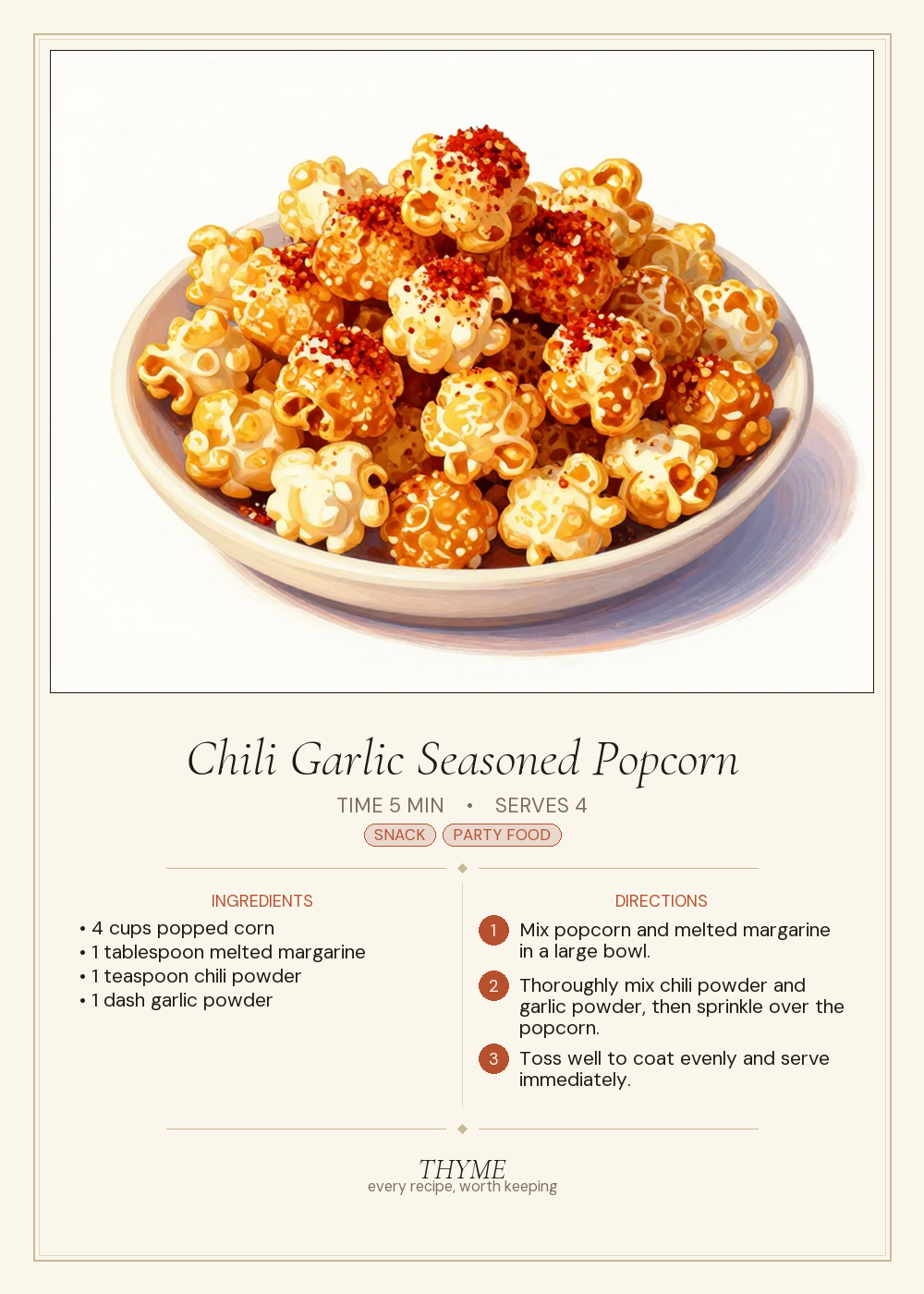 Chili Garlic Seasoned Popcorn